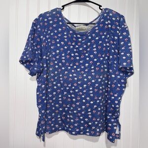 Vintage Susan Bristol Floral Blue Women's Top| Size XL